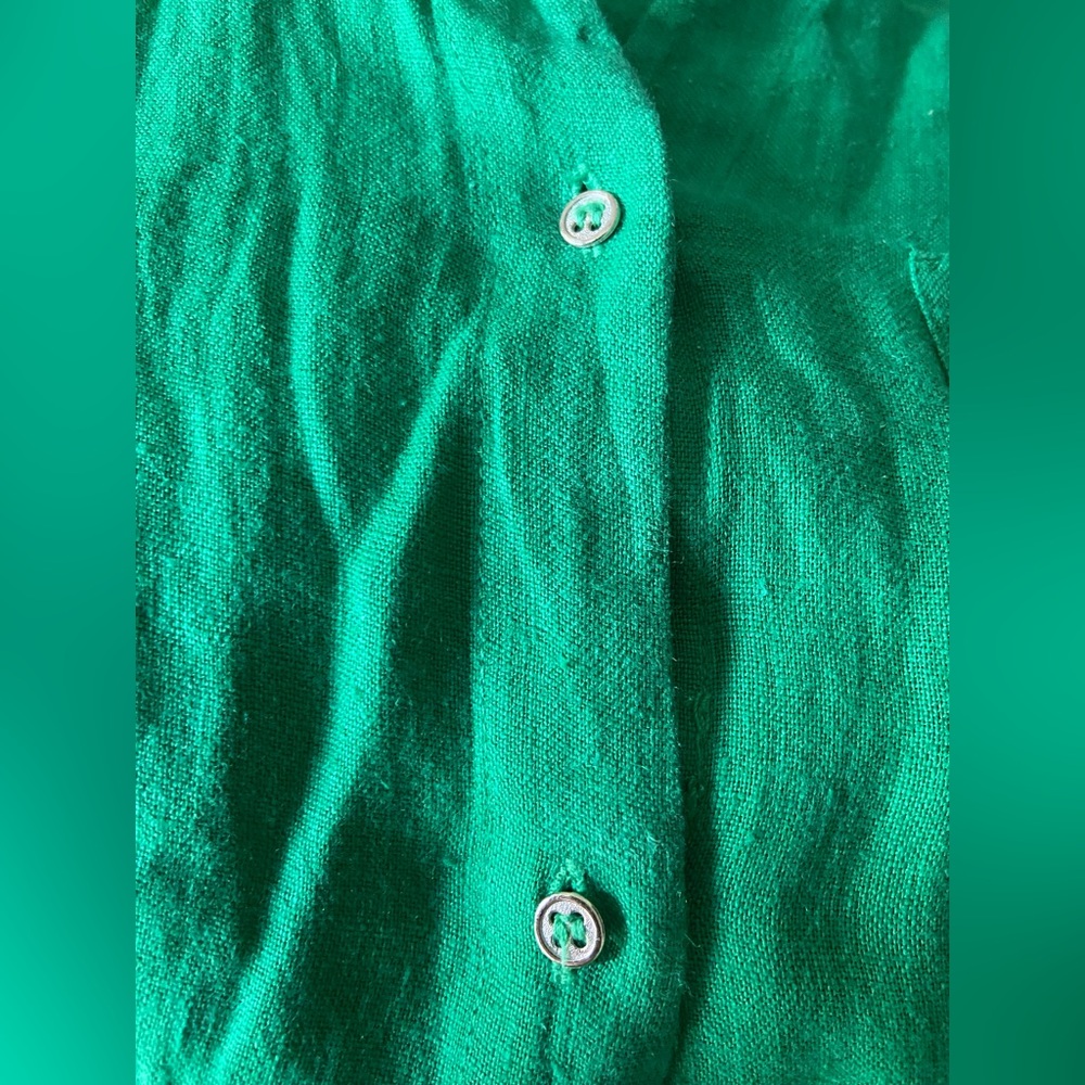 Zara Long Sleeve Button Down Green Blouse Woman’s Size Large - Picture 11 of 11